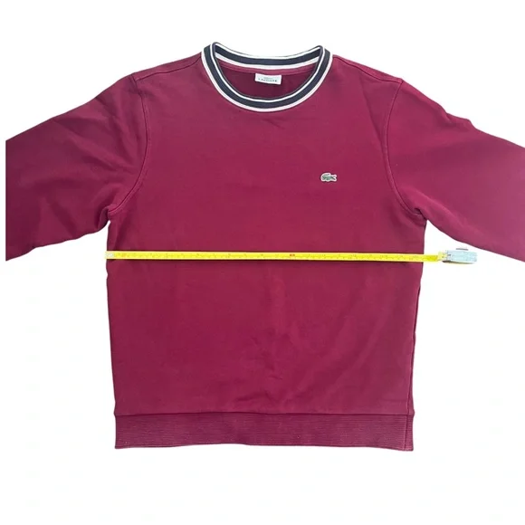 Lacoste Long Sleeve Sweater Mens M Burgundy Red Croc Crewneck Pullover Preppy - Picture 9 of 11